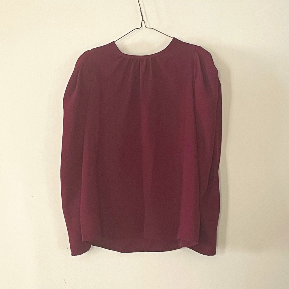Express Puff Sleeve Burgundy Long-Sleeve Top (Size: S)